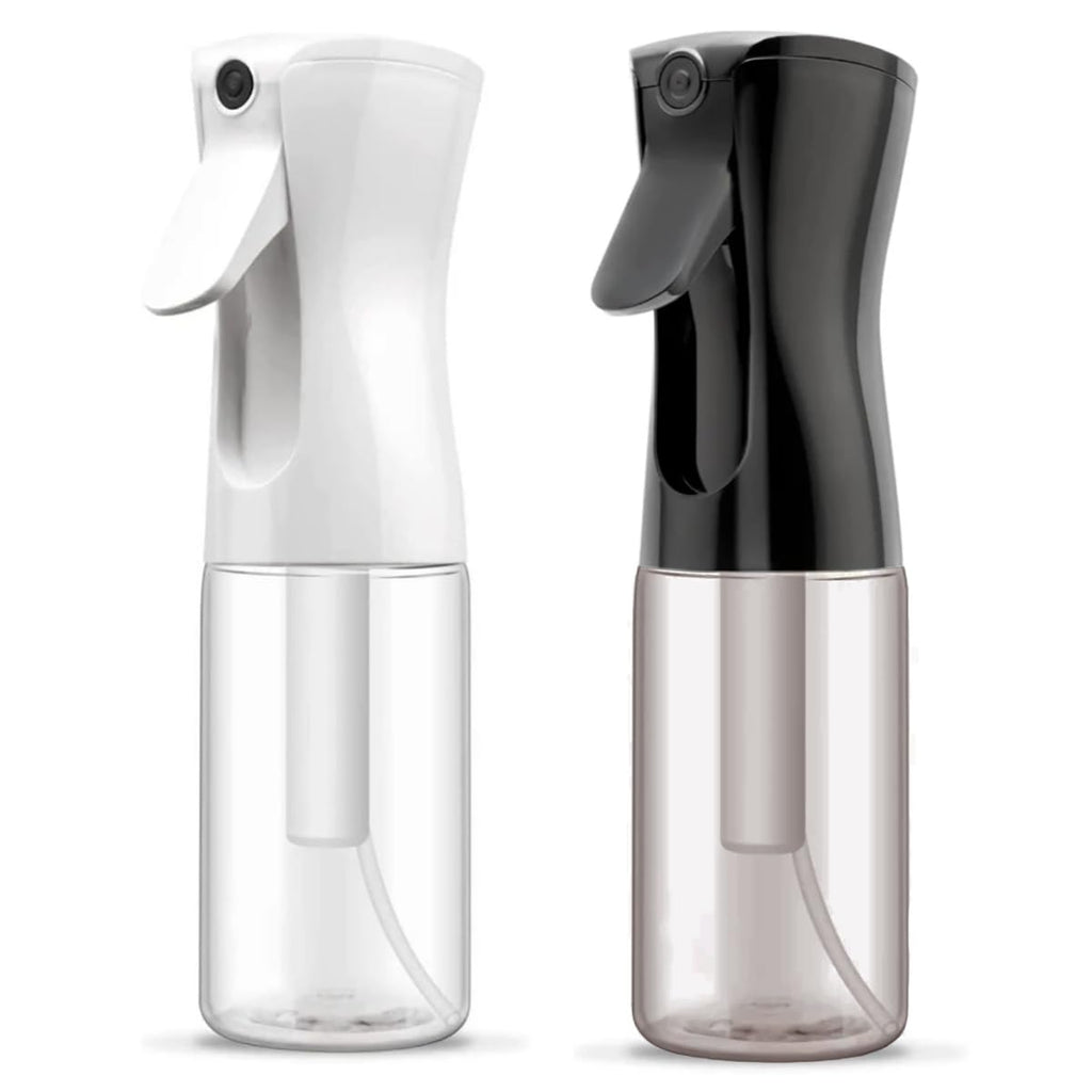 Continuous Spray Bottle for Hair, Refillable Gentle Mister (2 Pack, 6.8 Oz) | Long-Lasting Misting, Ultra-Fine Mist for Hairstyling, Cleaning Solutions, Planting, Pets, Barbers, Salons, Essential Oils