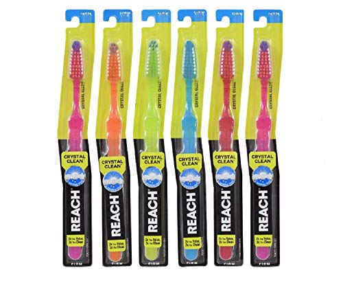 Buy now REACH Crystal Clean Firm Adult Toothbrush, 1 ea - Colors May Vary (Pack of 6) at indiglob india