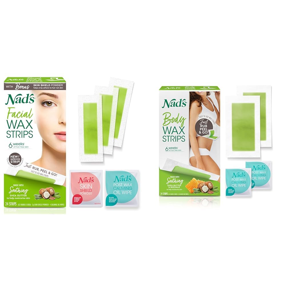 Nad's Facial Wax Strips, Fragrance free, 48 Count (Pack of 2)