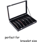 Buy now ByKen 20 Hooks Necklace Organizer Box/Tray, Chains Showcase Storage Boxes for Girls,Stackable (Black Velvet) at indiglob india