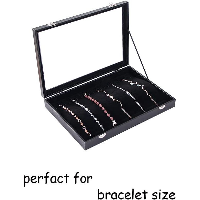 Buy now ByKen 20 Hooks Necklace Organizer Box/Tray, Chains Showcase Storage Boxes for Girls,Stackable (Black Velvet) at indiglob india