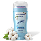 Secret Aluminum Free Deodorant for Women, 72hr Odor Protection, Naturally Derived Ingredients, Free of Parabens Dyes Talc & Baking Soda, PH Balancing Minerals, Dry Solid, Cotton Scent, 2.4 oz