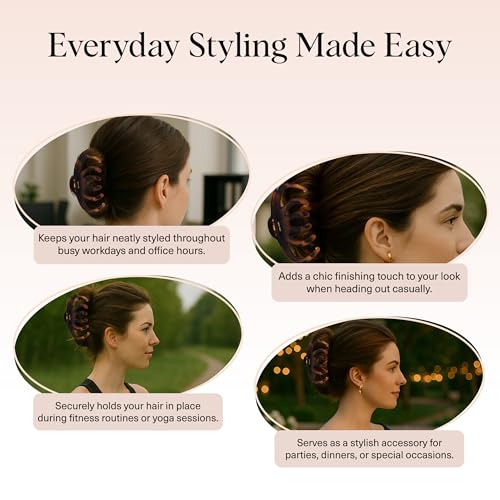 Buy now Kitsch Medium Claw Clips for Women - Strong Hold & Stylish Glossy Puffy Design Hair Accessories | Half-Up or Full Updos | Ideal Gifts for Women - 2pc Set, Black & Tort at indiglob india