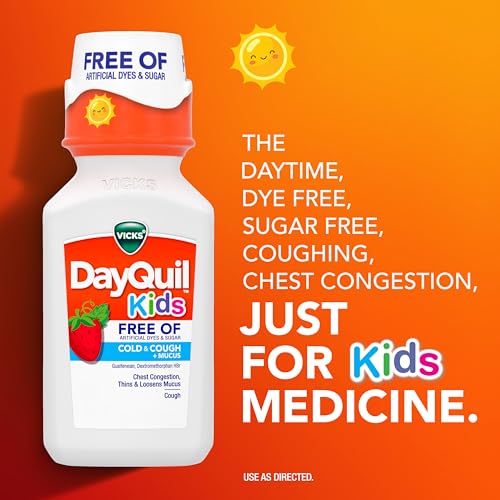 Buy now VICKS Kids DayQuil & NyQuil Cold & Cough Relief Liquid Co-Pack, Free of Artificial Dyes & Sugar, Multi-Symptom Relief of Cough, Sneezing, Runny Nose, Mucus, and Chest Congestion, for Ages 6+, 2x6oz at indiglob india