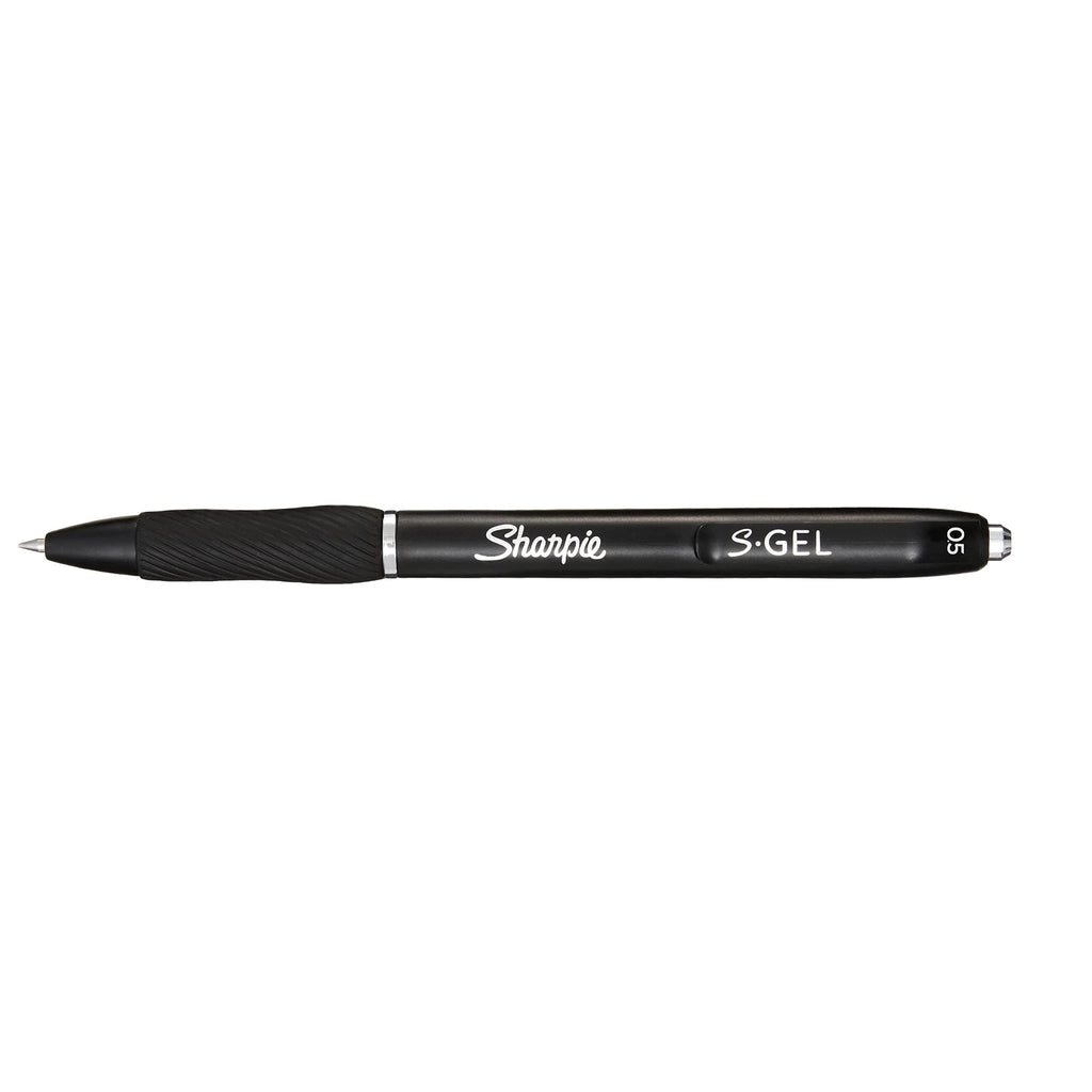 Sanford Sharpie S-Gel Pen, Fine Point (0.5mm), Black Metal Barrel, Black Ink, 4 Count