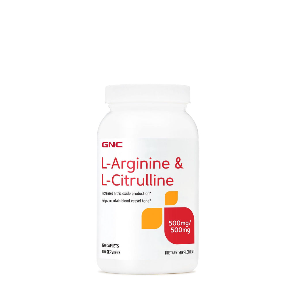 Buy now GNC L Arginine + L Citrulline 500mg Each Supplement, Supports Nitric Oxide Production and Healthy Blood Vessel Tone, 120 Servings at indiglob india