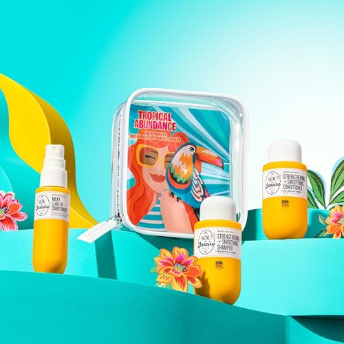 Buy now Sol de Janeiro Tropical Abundance Hair Repair Trio Travel Set | Jet Set | Sulfate Free Brazilian Joia Shampoo and Conditioner | Leave In Conditioner Spray | TSA Friendly | Amazon Exclusive at indiglob india
