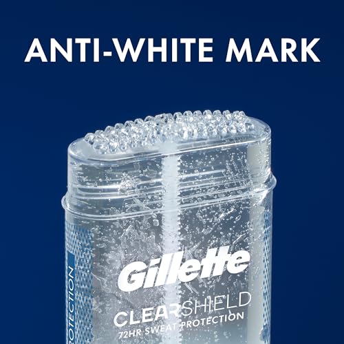 Buy now Gillette Antiperspirant and Deodorant for Men, 72hr Sweat & Odor Protection, Long Lasting Freshness, Anti-White Mark Technology, Clear Gel, Tropical Breeze Scent, 3.8 oz (Pack of 3) at indiglob india