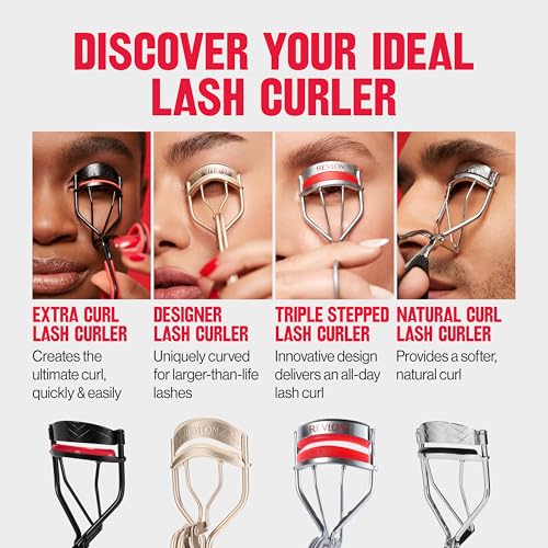 Buy now Revlon Triple-Stepped Lash Curler, Eyelash Lift For a Super-Curled Look in One Squeeze, 3-Tiered Pads for Gentle, Tug-Free Curling, 1 Count at indiglob india
