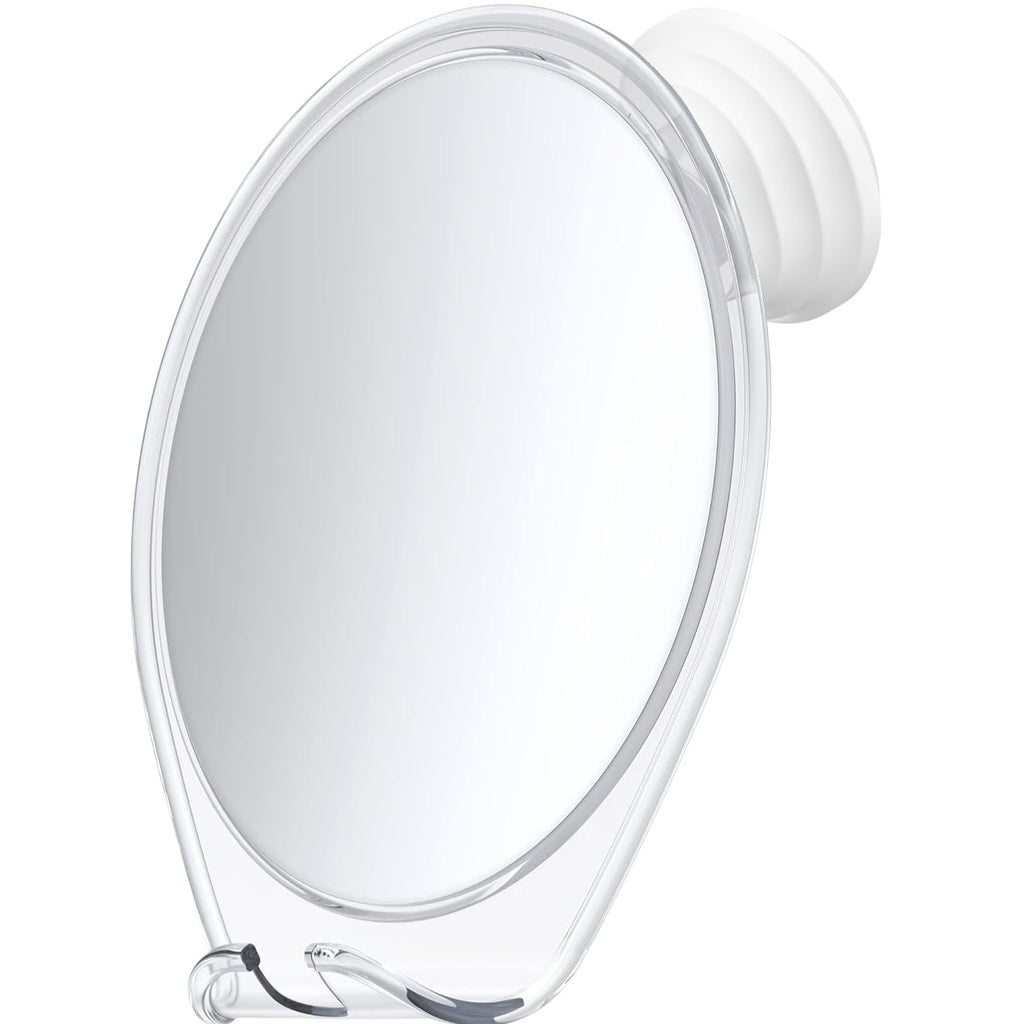 HONEYBULL Fogless Shower Mirror for Shaving with Suction Mount, White | Shatterproof Acrylic Bathroom Accessory With 360 Swivel & Built-in Razor Hook, Clear Reflection in Steam & No-Drill Setup