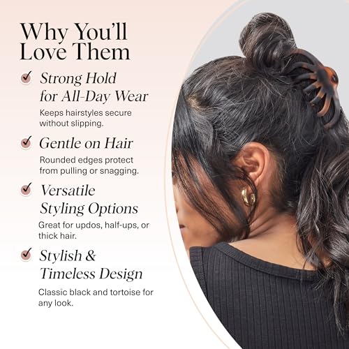 Buy now Kitsch Medium Claw Clips for Women - Strong Hold & Stylish Glossy Puffy Design Hair Accessories | Half-Up or Full Updos | Ideal Gifts for Women - 2pc Set, Black & Tort at indiglob india