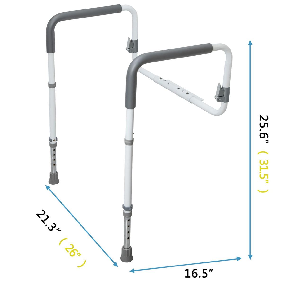 WeHwupe Toilet Safety Rail for Seniors, Height & Width Adjustable Handles