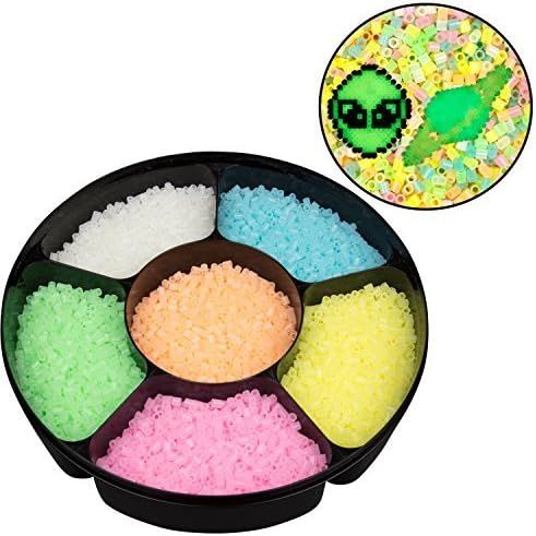 Buy now 9,000 Glow in The Dark Fuse Beads Set (6 Unique Colors) in Case and Separated - Works with Perler Beads, Pixel Art Project Default at indiglob india