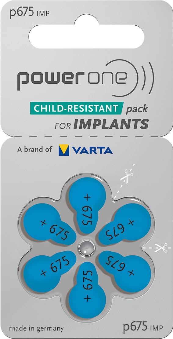 60 Mercury Free Hearing Aid Batteries Size: 675P Cochlear Implant by Power One