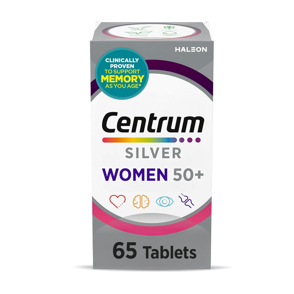 Centrum Silver Women's Multivitamin for Women 50 and Over, 100 Tablets | Contains Vitamin D3, B Vitamins, Calcium, and Antioxidants, Non-GMO Ingredients, Supports Memory and Cognition, GLP-1 Support