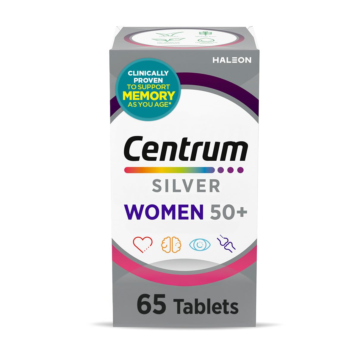 Centrum Silver Women's Multivitamin for Women 50 and Over, 100 Tablets | Contains Vitamin D3, B Vitamins, Calcium, and Antioxidants, Non-GMO Ingredients, Supports Memory and Cognition, GLP-1 Support
