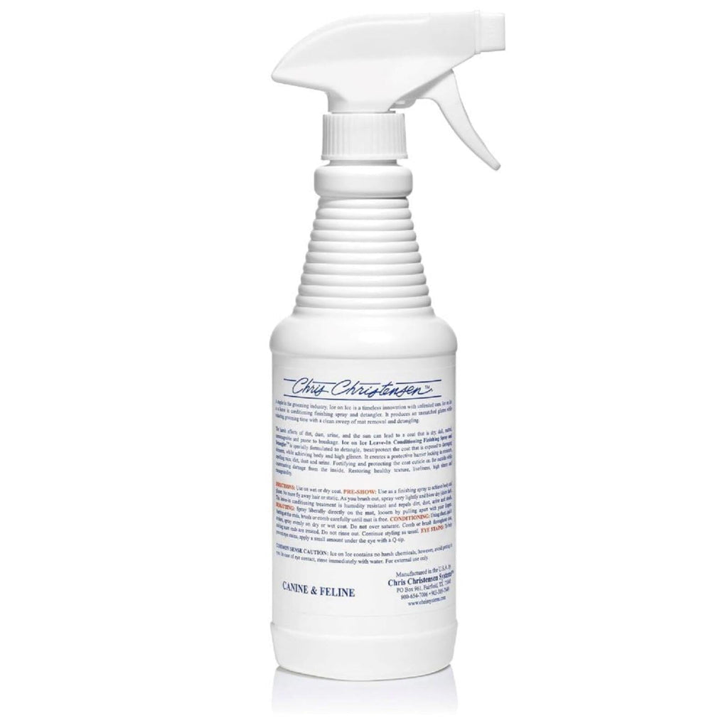 Chris Christensen Ice on Ice Detangler and Finishing Dog Spray, Groom Like a Professional, Ready to Use, Helps Brush/Comb Glide Through Coat, Conditions, No Residue, All Coat Types, Made in USA, 16 oz