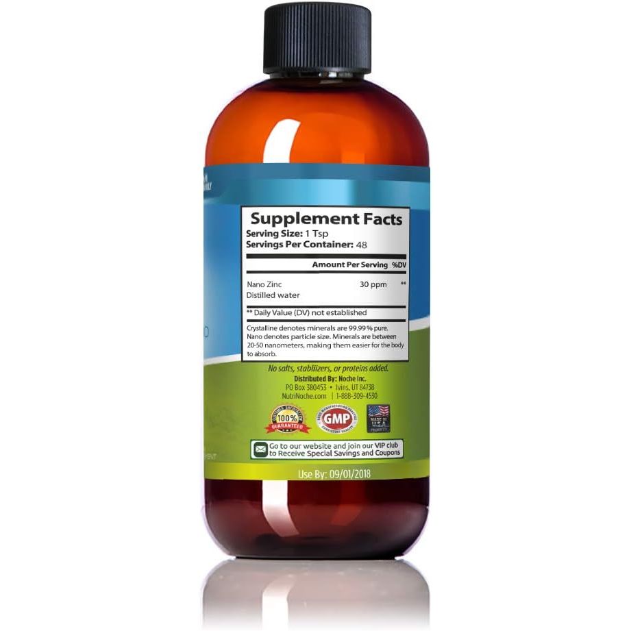 Buy now Liquid Zinc Supplement by Nutrinoche: Organic Liquid Drops - Ionic Zinc and Picolinate Alternative - 99.99% Ultra Pure Crystalline Nano Particles - for Adults and Children - (8 oz) at indiglob india