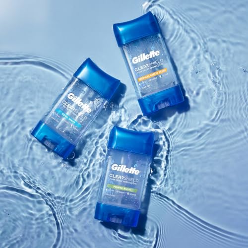 Buy now Gillette Antiperspirant and Deodorant for Men, 72hr Sweat & Odor Protection, Long Lasting Freshness, Anti-White Mark Technology, Clear Gel, Tropical Breeze Scent, 3.8 oz (Pack of 3) at indiglob india