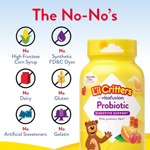 Buy now Lâ€™il Critters Probiotic Daily Gummy Supplement for Kids, for Digestive Health Support, Grape, Cherry and Orange Flavors, 60 Gummies at indiglob india