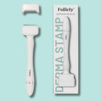 Follicly Derma Stamp – Professional Microneedling Tool for Hair, Beard, and Skin Care – 140 Titanium Micro Needle Stamp for Home Use – for Men & Women