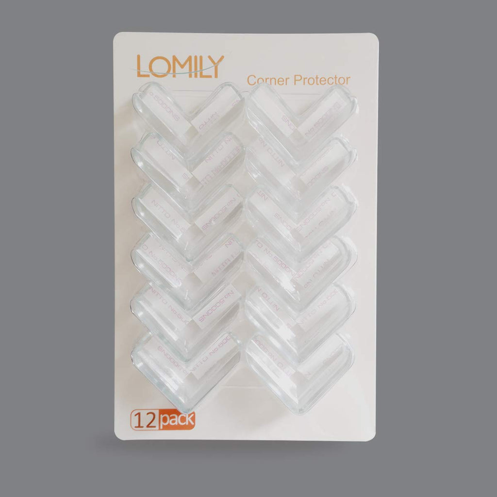 LOMILY Clear Corner Guards(12 Pack),Table Corner Protectors,Clear Edge Safety Bumpers,High Resistant Adhesive Gel,Corner Protector for Baby,Kids,Furniture,Cabinet,Glass,Coffee Table,ect.