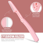 TsMADDTs 7 pcs Tweezers Set for Women Facial Hair, Precision Tweezer for Eyebrows with Curved Scissor and Eyebrow Razor for Ingrown Hair, Pink&Yellow