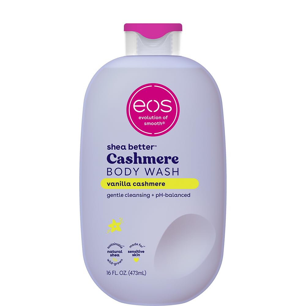 Buy now eos Cashmere Body Wash â€“ Vanilla Cashmere, Moisturizing Body Wash, Creamy Gel Formula, with Shea Butter, Glycerin, Vitamin E, pH Balanced, Sensitive Skin, Vegan, 16 fl oz at indiglob india