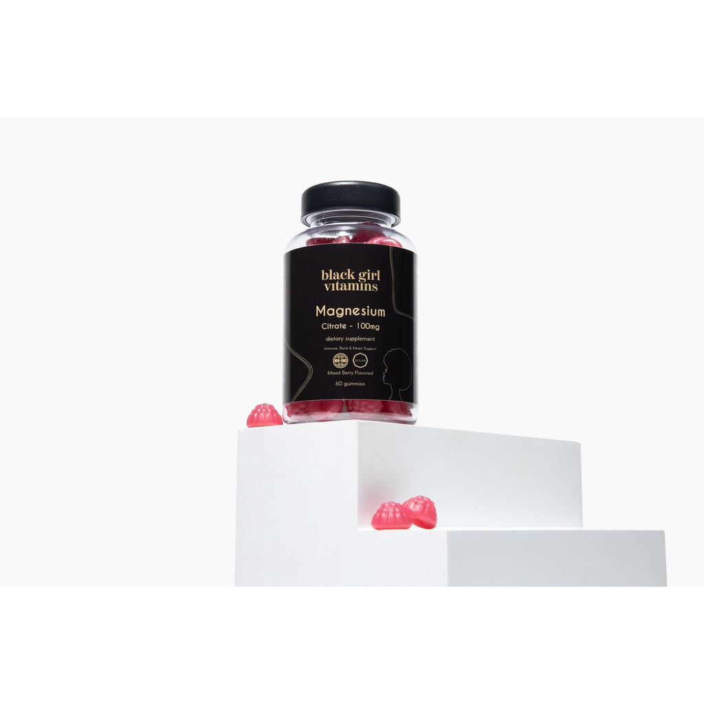 Black Girl Vitamins - Magnesium Gummies, for Sleep, Immunity, and Bone Support. Magnesium Citrate Supplement with (100mg) per Serving, Gluten-Free (Mixed Berry). 60ct