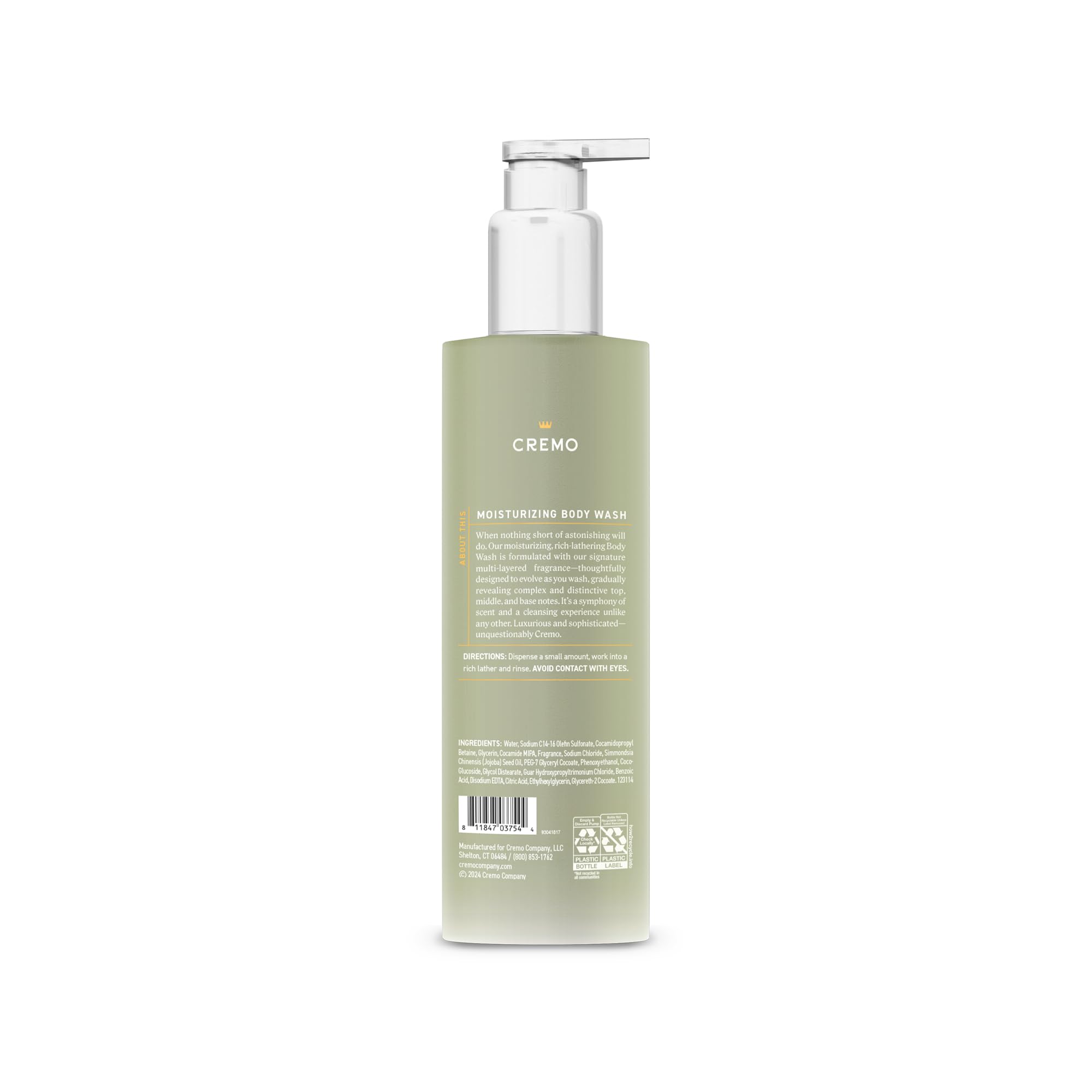 Cremo Pear Blossom Skin Moisturizing Body Wash for Women, Notes of Delicate Petals of Pear Blossoms, 16 Fl Oz