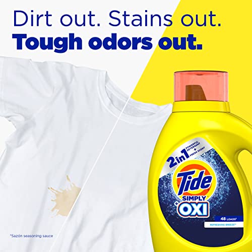 Buy now Tide Simply Oxi Boost + Ultra Stain Release Laundry Detergent, 10 fl oz, 6 Loads, Tough on Stains, Whitens, Brightens, Refreshing Breeze Scent at indiglob india