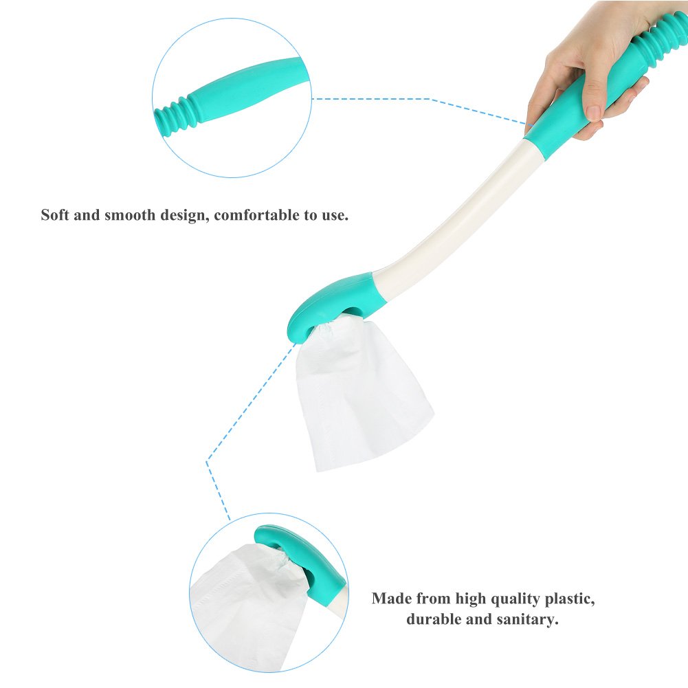 Buy now Bottom Bum Wiper, 15.7" Long Handle Toilet Aids Tools, Reach Comfort Bottom Wiper Holder Toilet Paper Tissue Grip Self Wipe Aid Helper Pre-Moistened Wipes at indiglob india
