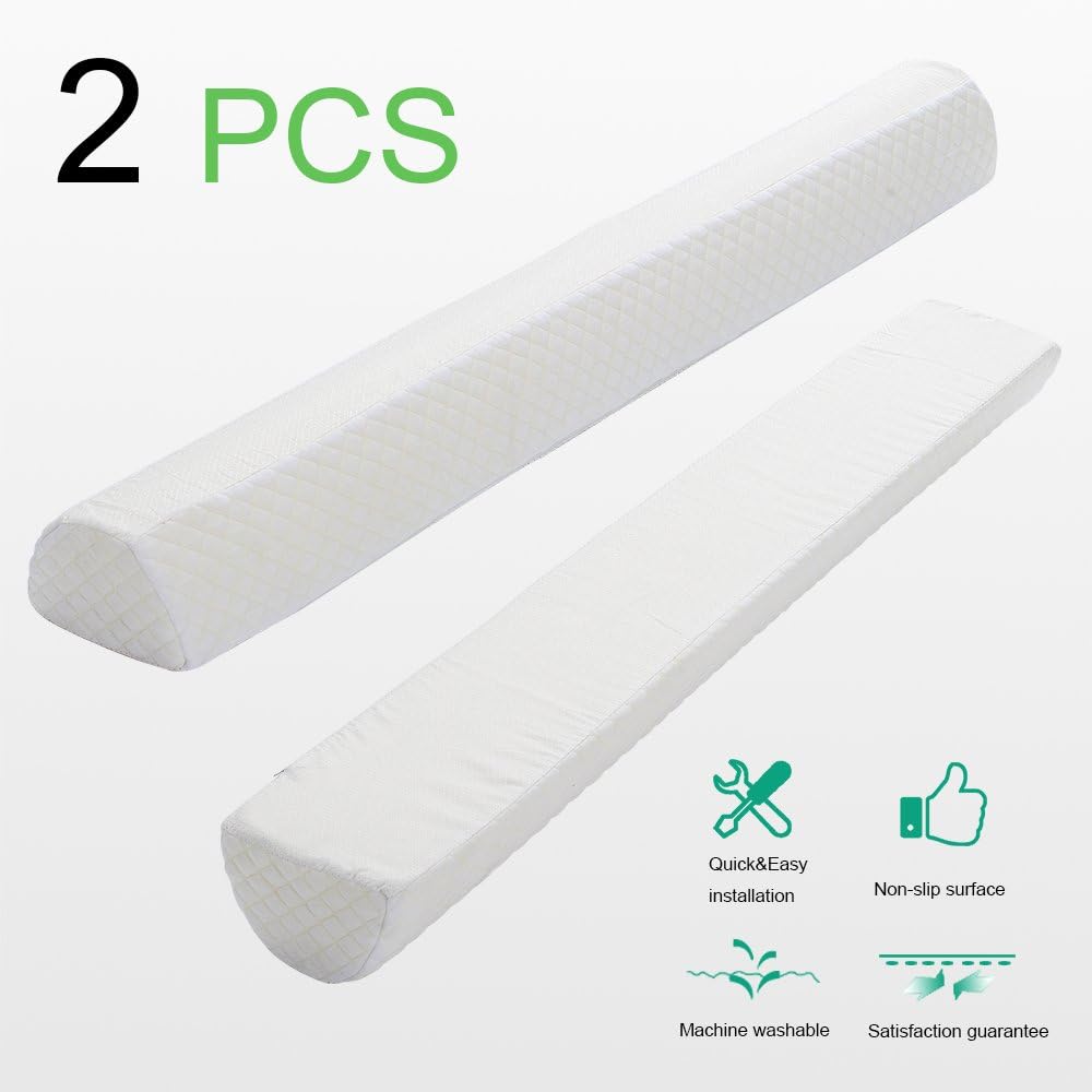 Shinnwa Bed Bumpers for Toddlers & Kids (2-Pack), Memory Foam Bed Rail for Adults, Bed Edge Safety Guard for Queen, King, Full Bed, Non-Slip Bottom, Machine Washable Cover