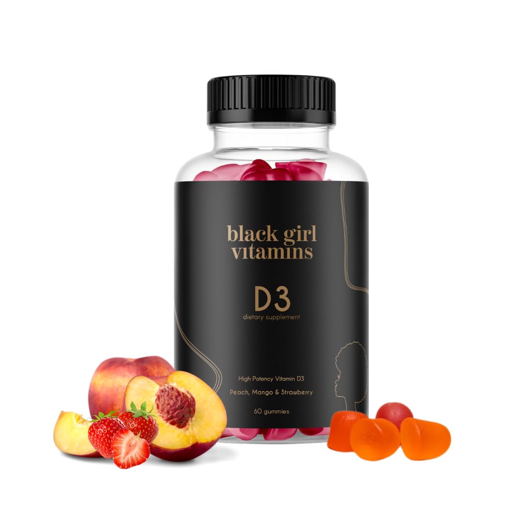 Black Girl Vitamins - Vitamin D3 Gummies, for Immune, Energy, and Bone Support, 2000IU (50mcg) Vitamin D per Serving, Gluten-Free Vitamin D Gummies, 60 Count (2-Pack)