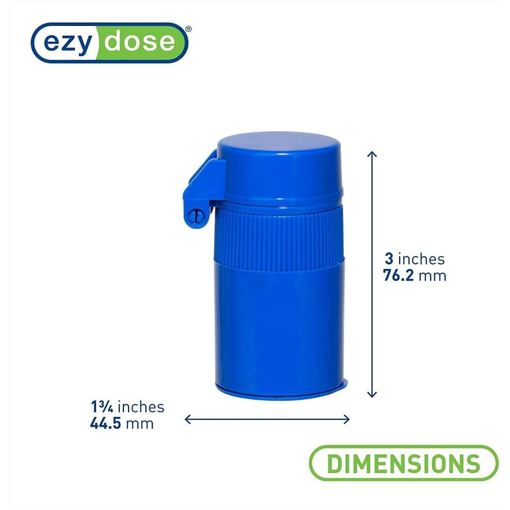 Buy now EZY DOSE 3 Compartment Pill Crusher, Cutter and Grinder, Daily Usage, Safely Cut Pills, Vitamins, Tablets, Accurate and Easy Cutting, Stainless Steel Blade, Removable Drinking Cup, Blue, BPA Free at indiglob india