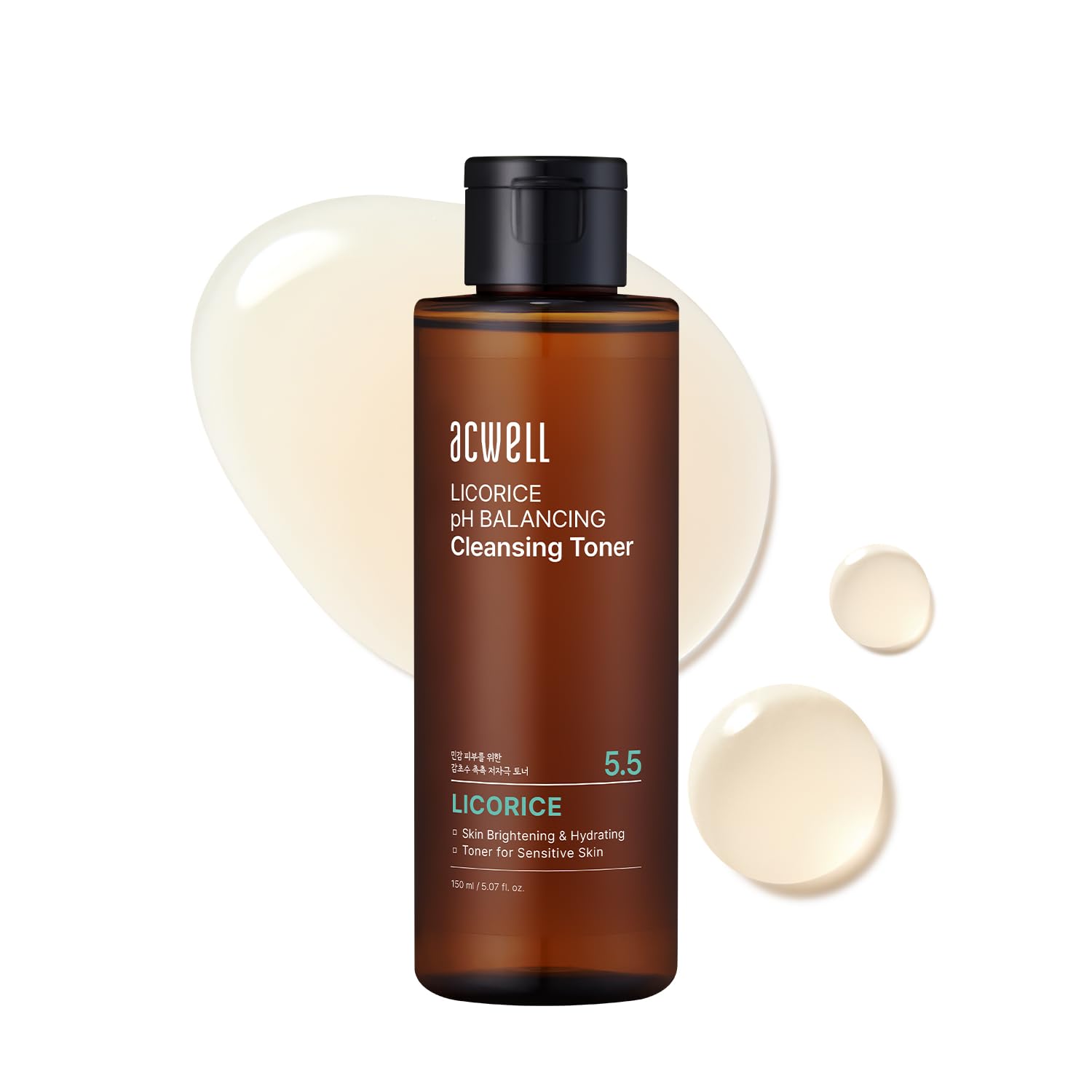 ACWELL Licorice pH 5.5 Balancing Cleansing Toner - Alcohol-Free Korean Face Toner, Hydrating Clarifying Formula for Dull and Combination Skin, 5.07 fl oz