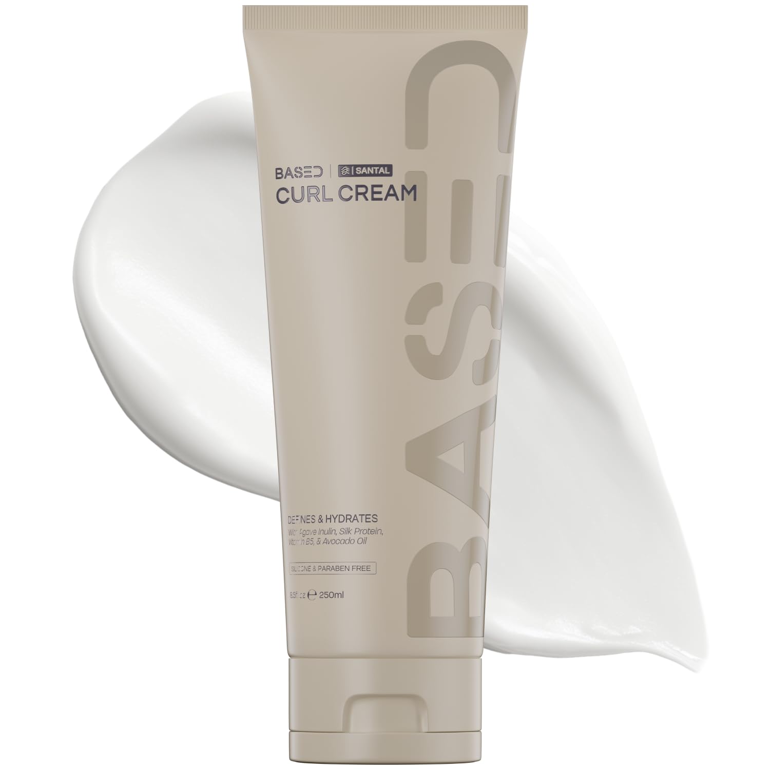 BASED Curl Cream for Men, Curl Defining Cream for Curly Hair, No Harsh Chemicals or Artificial Fragrance, Medium Hold, Hydrates & Nourishes with Agave, Silk Protein & Castor Oil, 8.5 oz (Pack of 1)