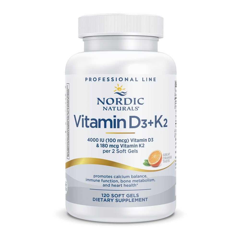 Nordic Naturals Pro Vitamin D3 + K2, 4000 IU D3, 180 mcg K2-120 Count