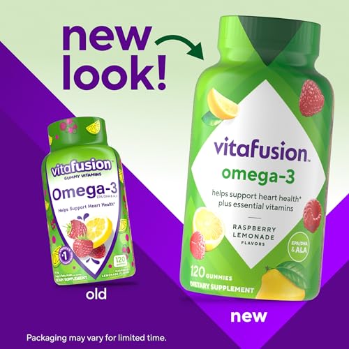 Buy now Vitafusion Omega-3 Gummy Vitamins, Berry Lemonade Flavored, Heart Health Vitamins(1) With Omega 3 EPA/DHA and Vitamins A, C, D and E, Americaâ€™s Number 1 Vitamin Brand, 60 Day Supply, 120 Count at indiglob india