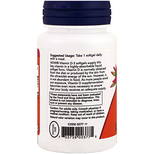 Buy now NOW Foods Vitamin D-3, 50 mcg (2,000 IU), 240 Softgels, 3 Pack at indiglob india