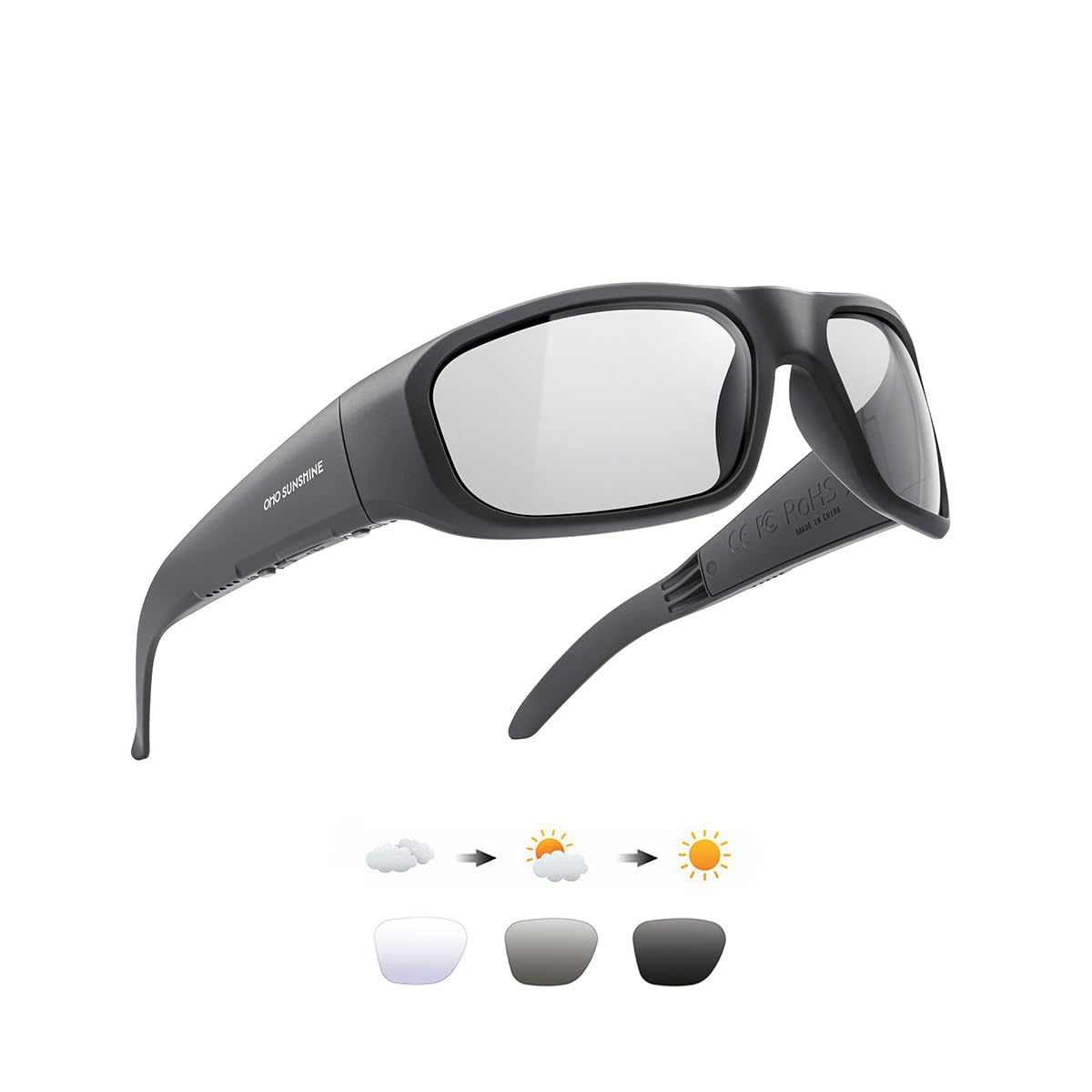 Buy now OhO Smart Glasses, Audio Glasses With Bluetooth Speaker,Reading Glasses With Voice Control and Open Ear,(Men/Women) Black Frame-transitional Grey Lens at indiglob india