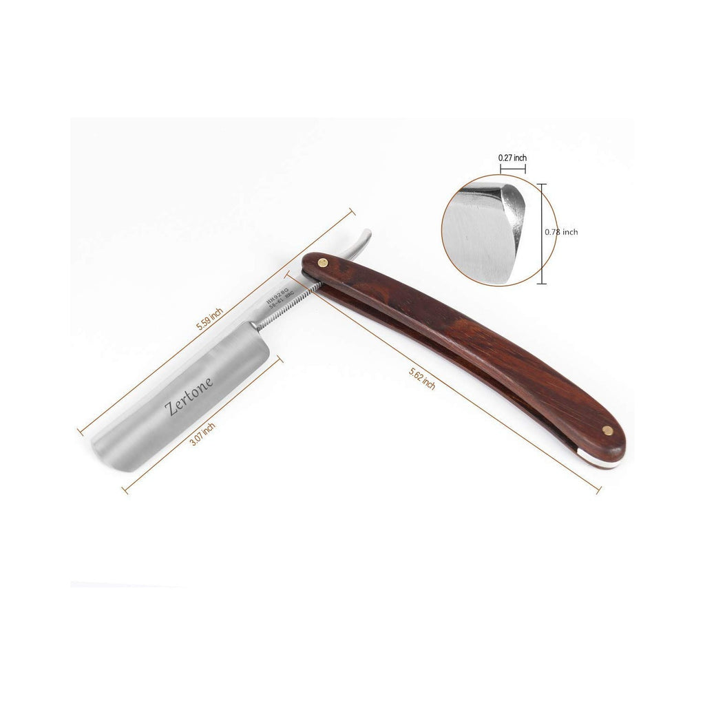 Zertone Straight Razors for Men Kit with Strop - Straight Edge Razor Natural Wood Scale – Sharp, High Hardness Carbon Steel Cutthroat Straight Razor Shaving Kit, Vintage Wood Handle, Barber Razor