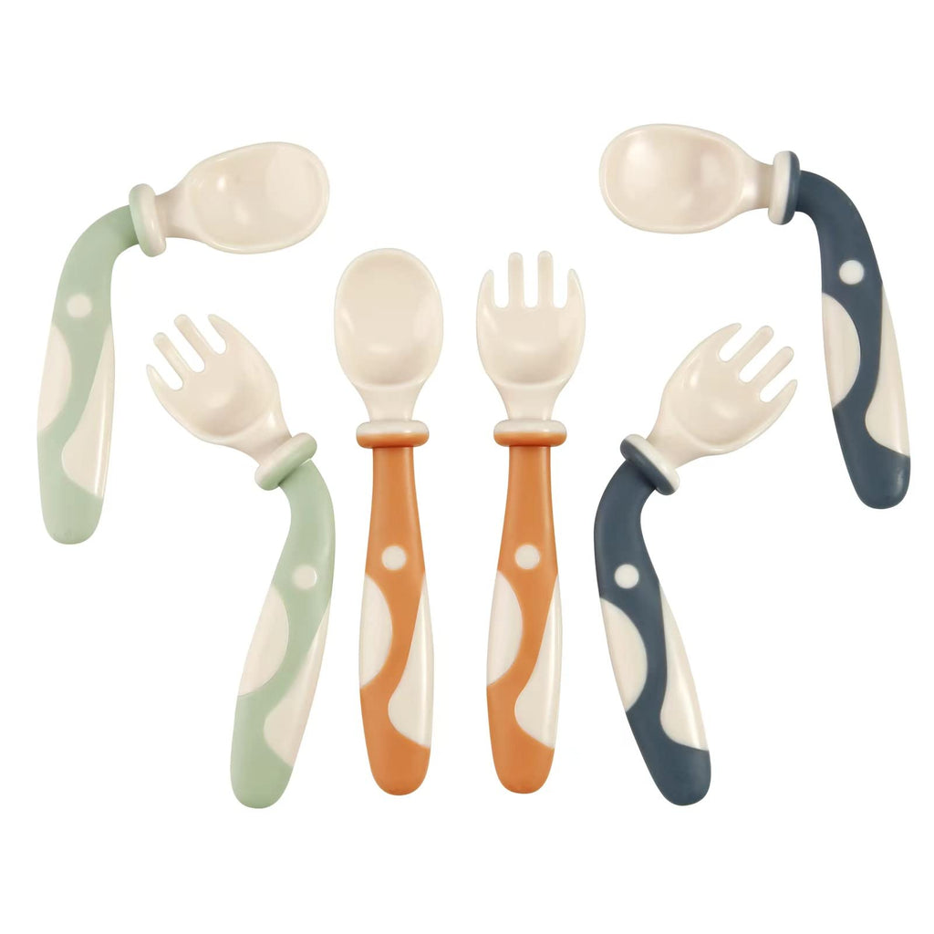 PandaEar 6-Pack Baby Bendable Spoons and Forks Set - 360° Flexible Training Utensils for Self-Feeding & BLW - BPA Free, No Spring-Back, Easy Grip for Left/Right Handed Toddlers