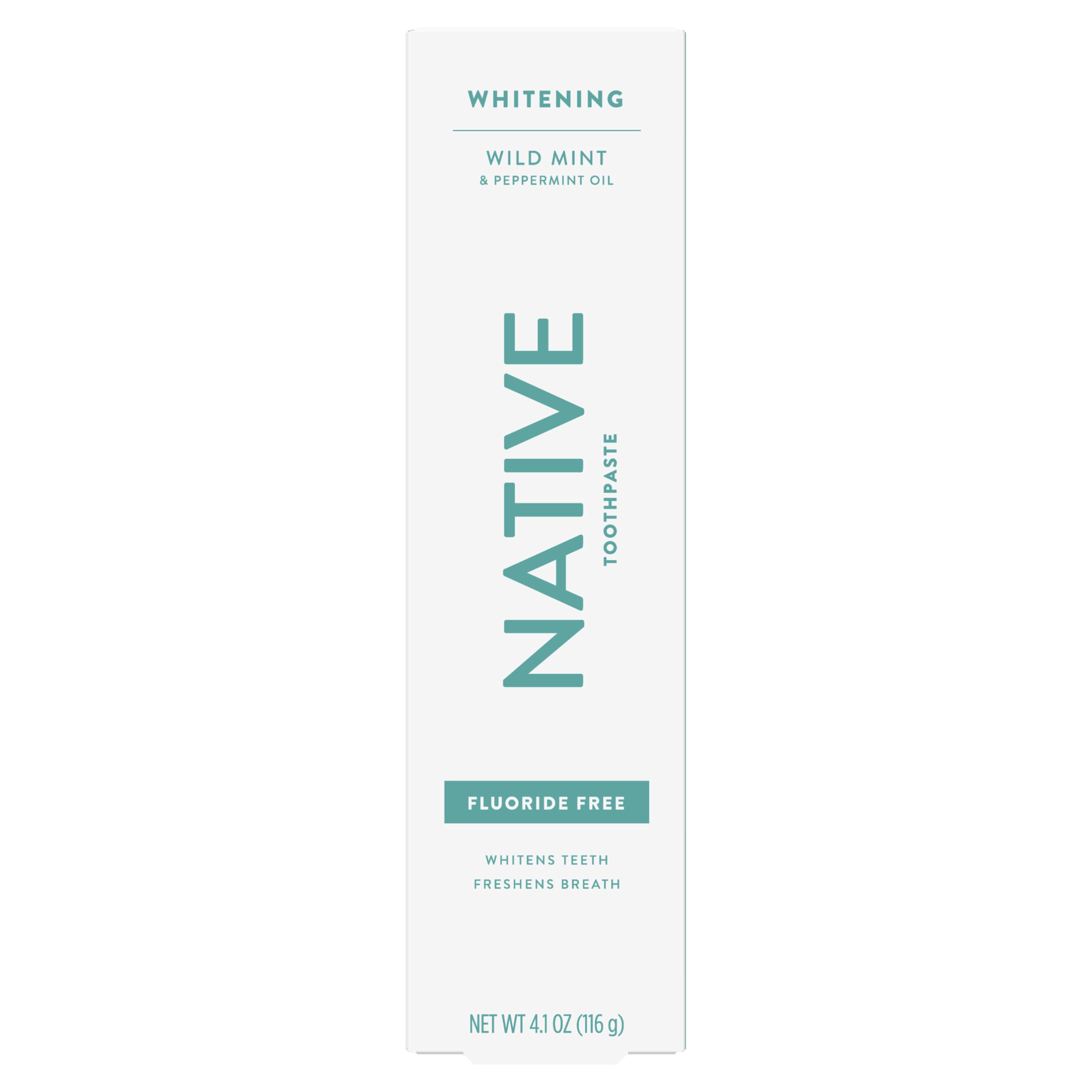 Buy now Native Fluoride Free Toothpaste, Whitening - for Adult, Kids 2+ Oral Care - Wild Mint & Peppermint Oil Flavor, 4.1oz (Pack of 3) at indiglob india