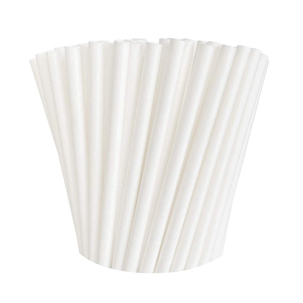 100 Pack Paper Straws White Biodegradable co-Friendly Drinking Bulk for Party Supplies, Bridal/Baby Shower, Birthday, Mixed Drinks, Weddings, Restaurant, Food Service, Drink Stirrer