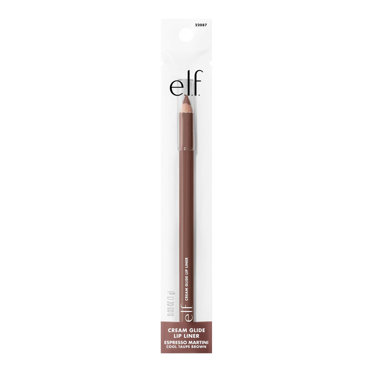 e.l.f. Cream Glide Lip Liner in 'Espresso Martini' – original packaging, smooth application, perfect for creating defined lips.