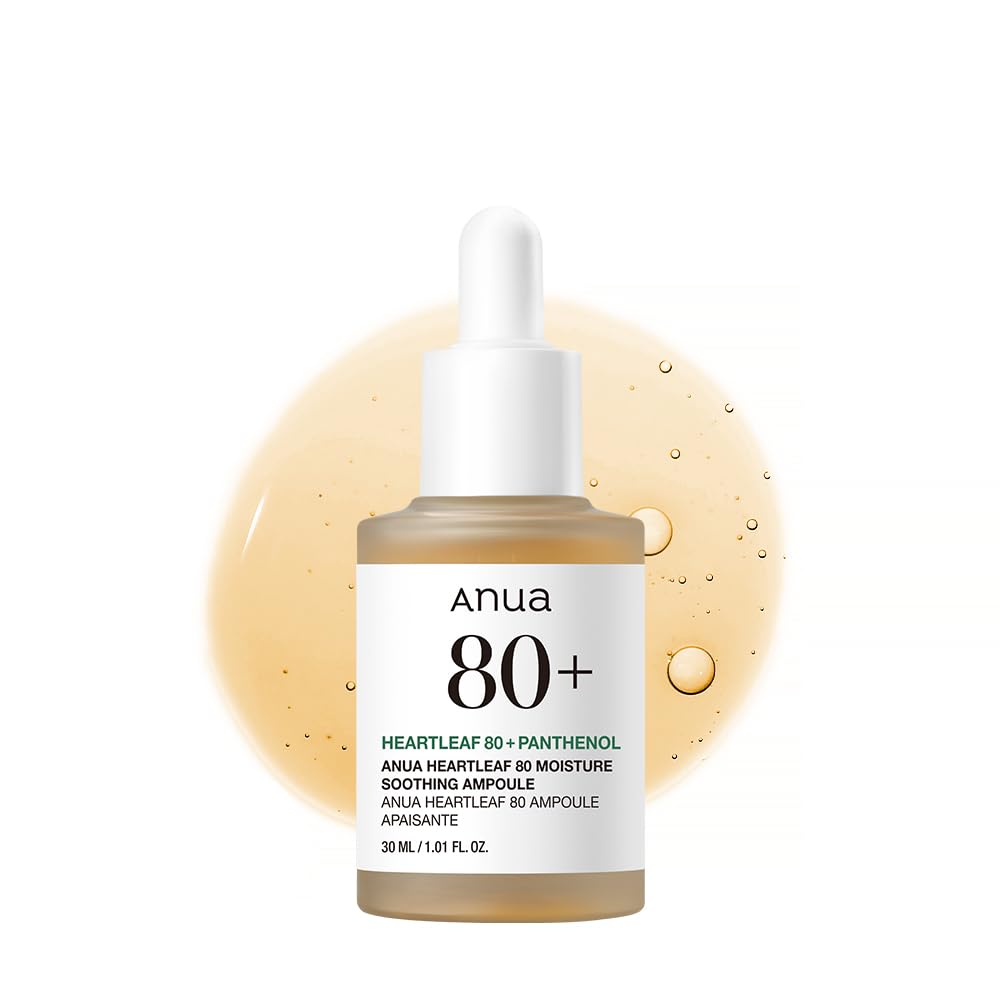 Buy now Anua Heartleaf 80 Soothing Ampoule, Hydration Facial Serum for Glass Skin, Panthenol, Hyaluronic Acid, Non-Greasy, Gentle Formula, Lightweight Essence, Vegan, Korean Skin Care, 30ml/1.01 fl.oz at indiglob india
