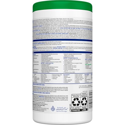 Buy now Clorox Healthcare Hydrogen Peroxide Cleaner Disinfectant Wipes, 6.75" x 5.75", 155 Count, Pack of 6 (Package May Vary) at indiglob india