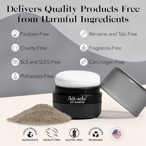 Buy now Kitsch Dry Shampoo Powder for Women & Men Dry Shampoo for Dark Hair w/Rice Protein - Unscented, Volumizing, No White Cast, Non Toxic, Non Aerosol, Organic | Ideal Gifts for Women, Travel Size - 8g at indiglob india