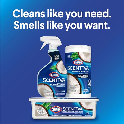 Buy now Clorox Scentiva Disinfecting Wipes, Coconut and Waterlily, 75 Count, Pack of 3 (Package May Vary) at indiglob india